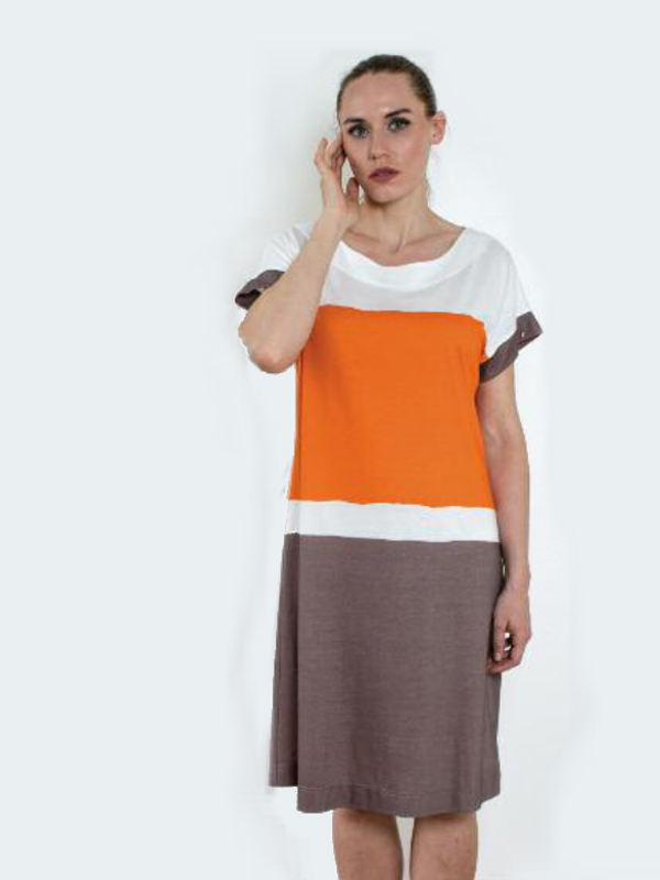 Strandkleid / Hauskleid orange / taupe HUTSCHREUTHER