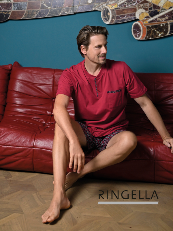 Herren Shorty mit Knopfleiste cherry RINGELLA