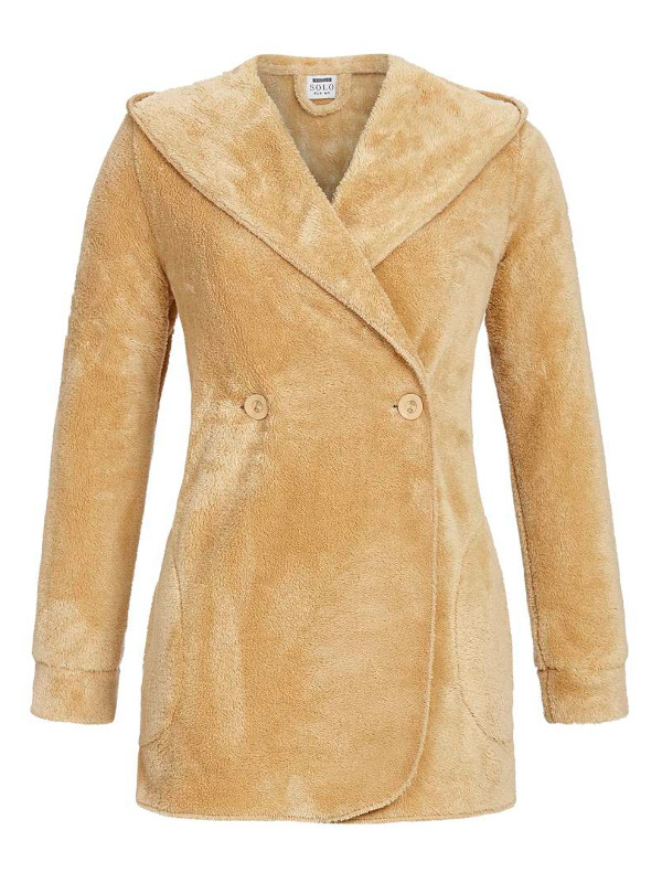 Warme Flauschjacke mit Kapuze cognac RINGELLA