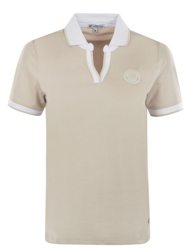 Damen Poloshirt Feinpiqué sand hajo