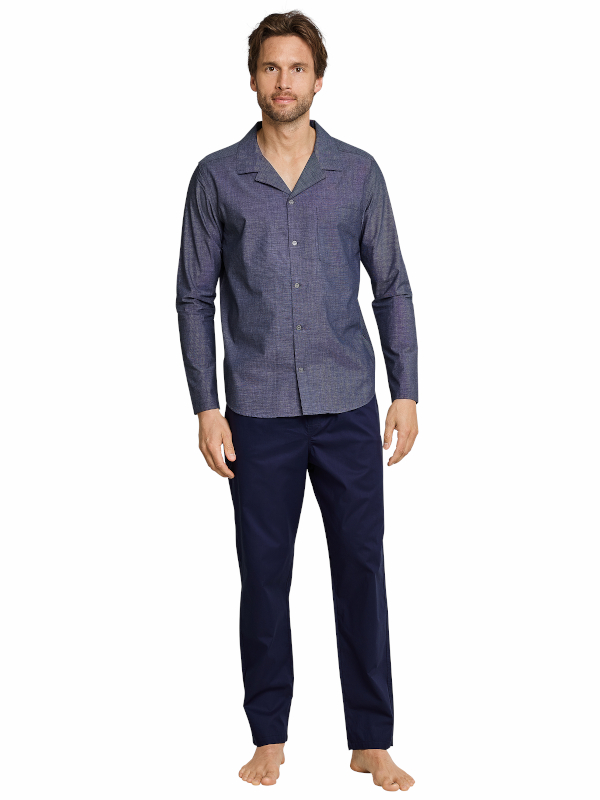 Herren Pyjama Webchambray grau Seidensticker