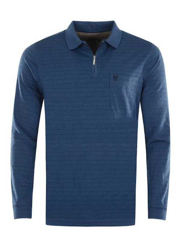 Herren Softknit Poloshirt 1/1 blau hajo