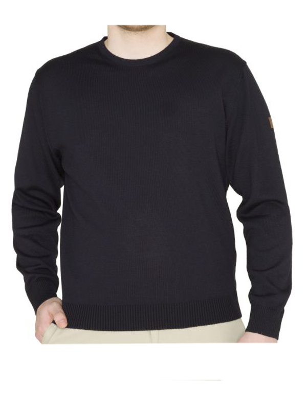 Herren Pullover Merinowolle / Baumwolle marineblau hajo