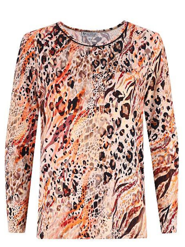 Damen Shirt mit Langarm mandel Print hajo