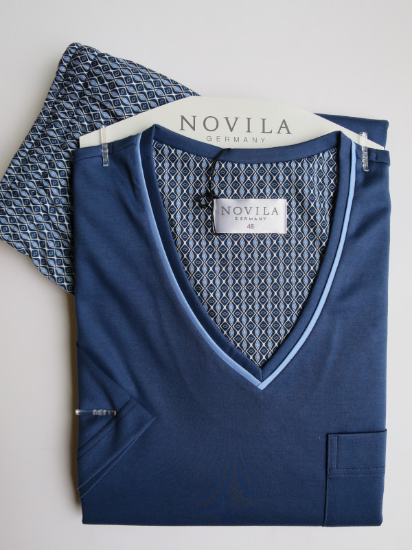 Kurzarm Shorty Jan  blau Muster NOVILA