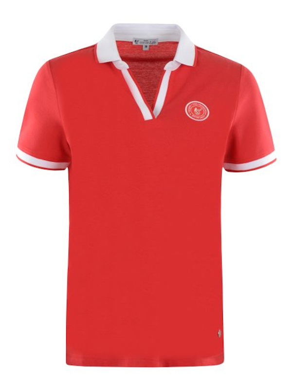 Damen Poloshirt Feinpiqué rot hajo