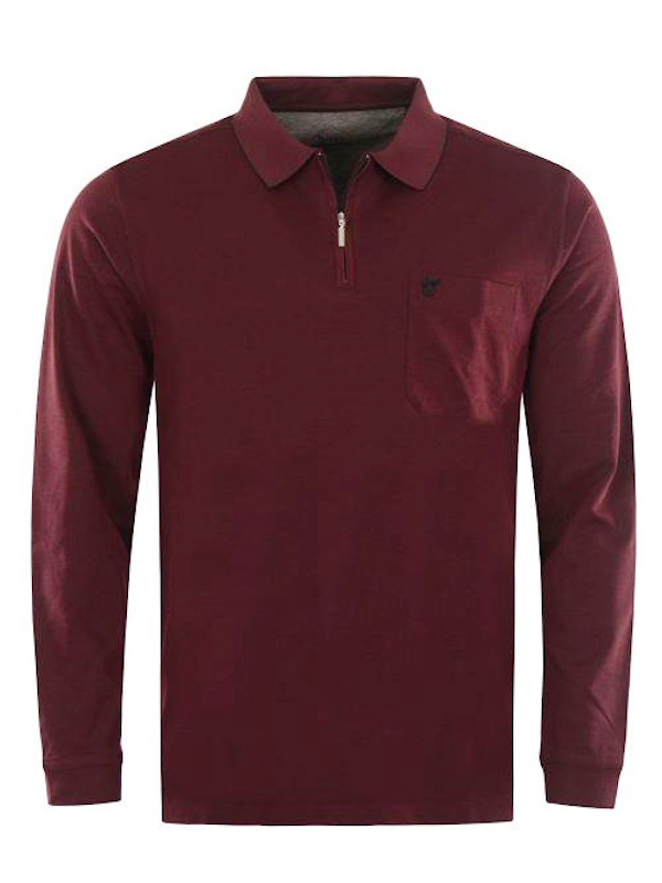 Herren Poloshirt 1/1 dunkelrot hajo