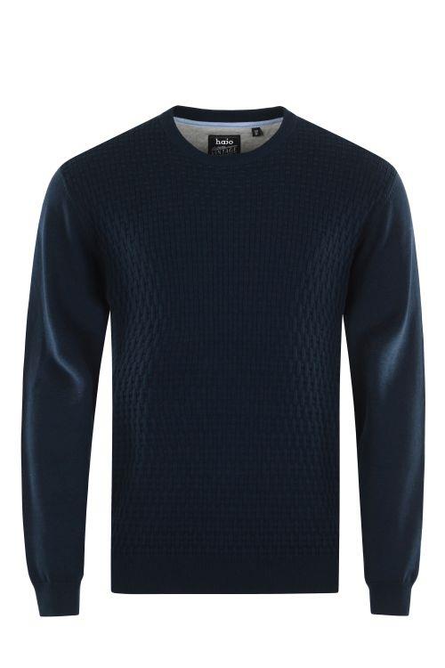 Herren Pullover feine Waffelstruktur marine hajo