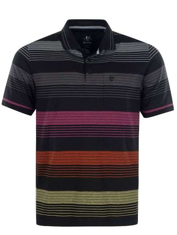 Herren Poloshirt Schwarz Bunt STAY FRESH hajo