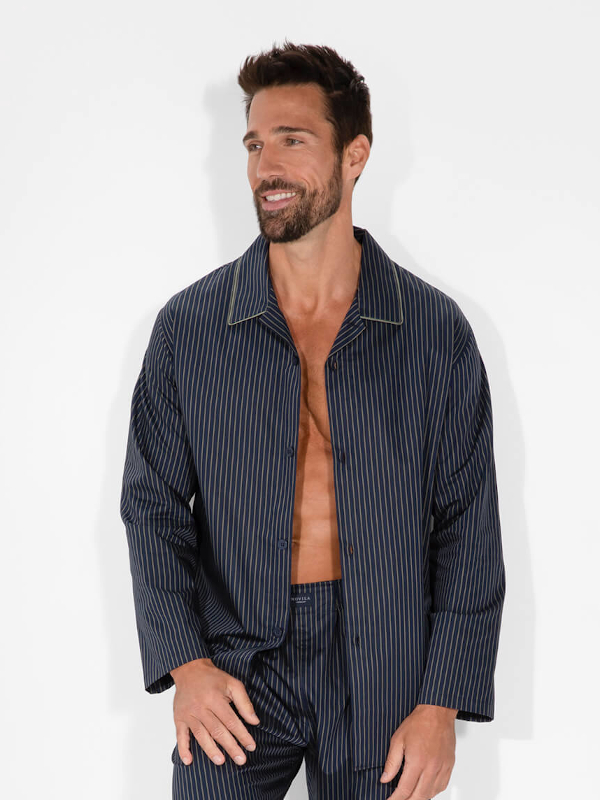 Herren Pyjama Ben marine oliv Streifen NOVILA