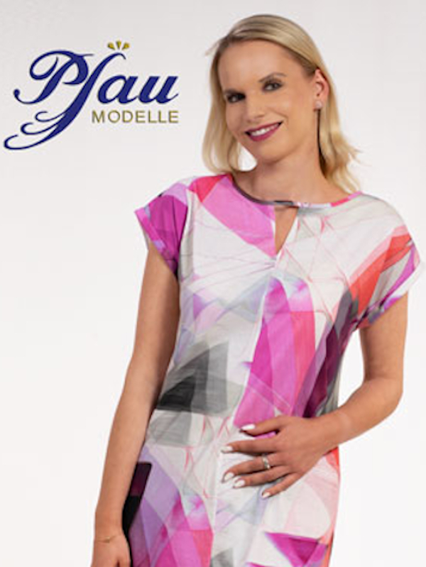 Hauskleid 100% Bausmwolle pink silber  PFAU MODELLE