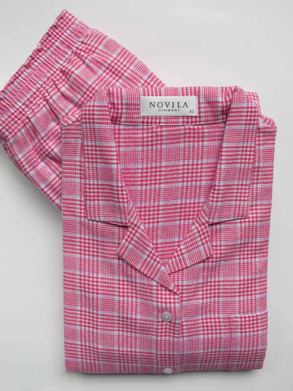 Damen Flanell Pyjama Helena flamingo Karo NOVILA