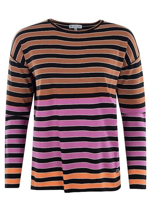 Pullover Multicolor braun rosa Ringel hajo