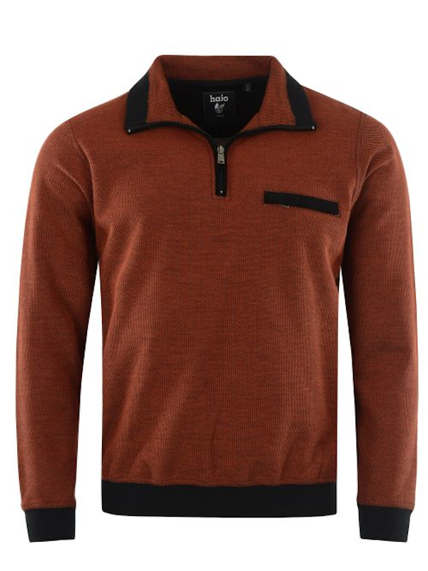 Herren Polozipp Pullover kupfer hajo